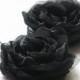 Black hair flower Black hair clips Black peonies Black headpiece Black hair peony clips Halloween black flower Gift for her Black flower