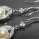 Ivory Pearl CZ Bridal Earrings Swarovski Pearl Chandelier Wedding Earrings Bridal Pearl Jewelry Wedding Earrings Pearl Dangle Earrings