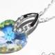 Aurora Borealis Heart Crystal Necklace 925 Sterling Silver CZ Heart Necklace Swarovski Heart Crystal Necklace Wedding Jewelry Bridal Jewelry