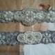 SALE - Wedding Garter Set - Pearl & Rhinestone Garter Set on a Silver/Gray Colored Lace - Style G10023