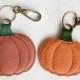 Leather Key Chain, Leather Pumpkin, Halloween, Key Fob, Friend Gift