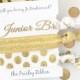 White and gold Will you be my Junior Bridesmaid hair tie set with display card, jr bridesmaid gift, jr bridesmaid favor, jr bridesmaid bag