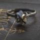 Handmade Engagement Ring Herkimer Diamond, Sterling Silver. My Beloved oxidized dark rustic wedding organic. non-conflict HANDMaDE