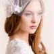 Bridal Tulle Blusher with Hydrangea Blooms - Wedding Blusher of Tulle - Bandeau Style - Bridal Hair Accessories with Flowers