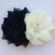 Navy blue flower girl hair clip navy blue and ivory flower girl bow navy blue wedding ivory hair clip toddler navy blue hair bow navy blue