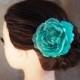Flower Clip Brooch, Bridesmaid Head Piece, Mint Green Hair Flower, Mint Hair Accessory, Mint Flower Clip, Shabby Chic Flower Clip