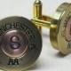Shotgun Shell Monogram Cufflinks - Brass Gold Tone - Wedding Gift for Fiance