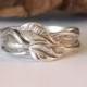Leaf and Twigs Engagement Wedding Set, Twig Stacking Wedding Band with Leaves in Sterling Silver hand sculpted by Dawn Vertrees
