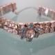 Aqua Bracelet, Aqua Rhinestone, Great Gatsby, Art Deco, Bridal Cuff, Wedding Bracelet, Turquoise Blue, Vintage Bridal, Rhinestone