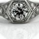 Antique Engagement Ring Art Deco Engagement Ring Old 1.35ctw Old European Cut Diamond Filigree Platinum Art Deco Diamond Wedding Ring Size 8