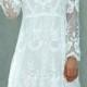 Long Sleeve Crochet Knee Length Lace Dress