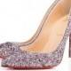 PIGALLE FOLLIES GLITTER 100 RONSARD/SILVER Glitter - Women Shoes - Christian Louboutin