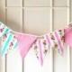 Shabby Chic Fabric Banners, Bunting, Garland, Wedding Bunting, Flags, Mint green and Pink shade- 3 yards