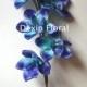 Two Tone Blues Cymbidium Orchids Single Stems Centerpieces Real Touch Flowers Decorations Bridal Bouquets Wedding flowers