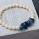 Blue and white gemstones bracelet Blue kyanite and White coral bracelet Gift for Women Jewelry Bridal jewelry Wedding gift Something blue