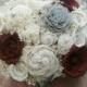 Wedding Bouquet - Maroon, Grey, Sola Flowers // Winter, Holiday, Bridal Bouquet, Sola Rose, Flower Bouquet, Red, Wedding Flowers, Bouquet
