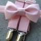 Light Pink Bow Tie and Suspender Set for men, boys, toddlers, and babies. Sent 3-5 days after you order
