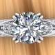 Platinum Diamond Engagement Ring, 2 Carat 3 Stone Ring with Interwoven Shank Design - Free Gift Wrapping