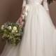 Ivory beaded illusion wedding dress, beaded lace wedding gown, lace and tulle wedding gown, destination wedding dress, sleeve wedding dress
