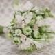 Whine and green Handmade Rose and freesia wedding Bouquet/ Bridal bouquet