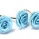 Light Blue, Bridal Hair Accessory, Bridal Pink Hair Flower, wedding hair - Set of