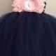 Girls navy and blush pink tulle dress, navy and light pink girls dress, navy and pink flower girl, navy and blush wedding