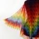 knit shawl, Knit Rainbow shawl, hand knit shawl, lace shawl, triangular shawl, Lace Wool Shawl, Knitting Shawl, Hand Knitting
