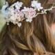 bridal hair clip, bridal hair comb, floral headpiece, floral hair accessory, ivory flower hair piece, pink flower hair clip, wedding hair