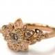 Moissanite Art Deco Petal Engagement Ring - 14K Rose Gold and Moissanite engagement ring, leaf ring, flower ring, vintage, halo ring, 2B