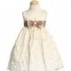 Ivory Flower Girl Dresses - Embroidered Polka-Dot Dress w/ Contrasting Waistband and Removable Bowtie Style: LM559 - Charming Wedding Party Dresses
