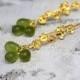 olive green gold flower earrings dangle drop cluster hooks gold green wedding bridal earrings flower girl gifts for her raisin boucles пя190