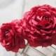 Bridal Flower Brooch, Fuchsia Hair Flower, Pink Rose Fascinator, Victorian Hair Rose, Valentine's Day Rose Brooch, Raspberry Hair Flower