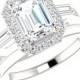 1.50 ct Emerald Forever Brilliant Moissanite & Baguette Diamond Engagement Wedding Set 14k, 18k or Platinum, Moissanite Sets for Women, Bridal Sets