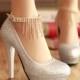 Rhinestone Tassel Ankle Straps Women Platform Pumps High Heels Wedding Shoes Woman
