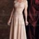 A-line Floor-length Strapless Chiffon Champagne Mother of the Bride Dress