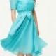 Bridesmaid Blue Dress, Lace Chiffon Dress, Belt, Bowknot, Cute Romantic Dress.