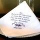 Father of The Groom Handkerchief -Hankie - Hanky -MOTIF -  Thank you for your Loving Example  - Wedding - Groom to give Father