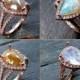 Pear Engagement Ring, Natural Diamond, Birthstone, Diamond Halo, Split Shank, Rose Cut, Engagement Ring, Aquamarine, Opal, Moonstone
