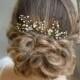Bridal hair pins Wedding hair pins Pearl hair pins with rhinestones Crystal hair pins Set of 2 pearl hair pins Gold bridal hair pins