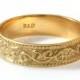 Scrolls 14k yellow gold Wedding Band,women's Vintage design ring , Art Deco pattern, Milgrain Engraving ,wedding ring band, men's gold ring