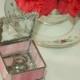 Glass Ring Box, Wedding Ring Pillow Alternative, Pink With Silver Metal Trim,  Hand made in the USA