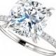 3.50 Carat Forever Brilliant Moissanite Engagement Ring with Genuine Diamond Sidestones