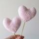 Amigurumi Crochet Cinderella Pink Heart (Set of 2) - Cake topper - Wedding table decor - Birthday party decoration