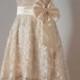 2015 Strapless Champagne Lace Short Front Long Back Bridesmaid Dress, Asymmetrical Lace Dress