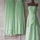 2016 Mint Green Bridesmaid dress, Mix and Match Wedding dress, Asymmetric Formal dress, Strapless Evening dress floor length (F125B-F127B)
