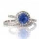 CERTIFIED  untreated Ceylon cornflower 1.45 Carat blue sapphire ring Diamond ring 14k white gold ring Engagement ring P-044
