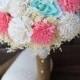 sola bouquet, wedding bouquet, mint and coral bouquet, bridal bouquet, bridesmaid bouquet