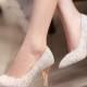 Pointed Toe Women Pumps Spike High Heels Sequined Wedding Shoes Woman