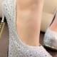 Shiny Stiletto Platform Beading Candy Color Wedding Shoes A10