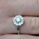 Diamond Cluster  Ring 0,62 carat  Round Diamond Solitaire White gold 14K Weddings Luxury Brides Handmade Engagement ring Halo ring Flower